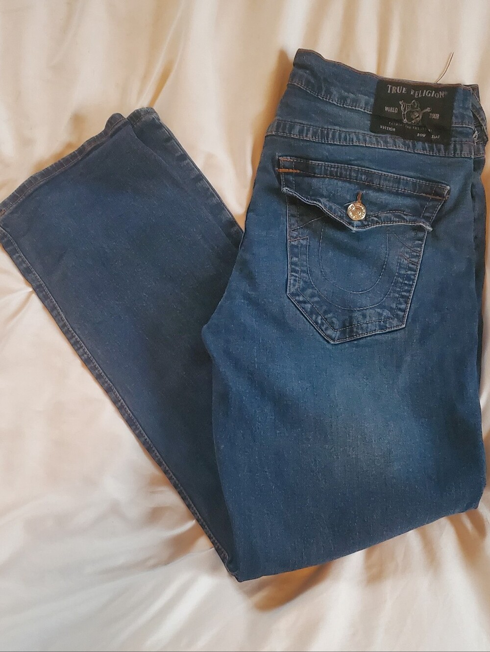 True Religion Ricky Men’s Straight-Leg Denim Jeans Flap Pockets, Sz 36 x 32